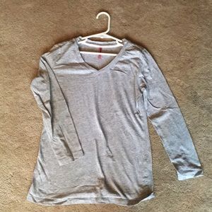 Gray Long Sleeve V-neck Shirt